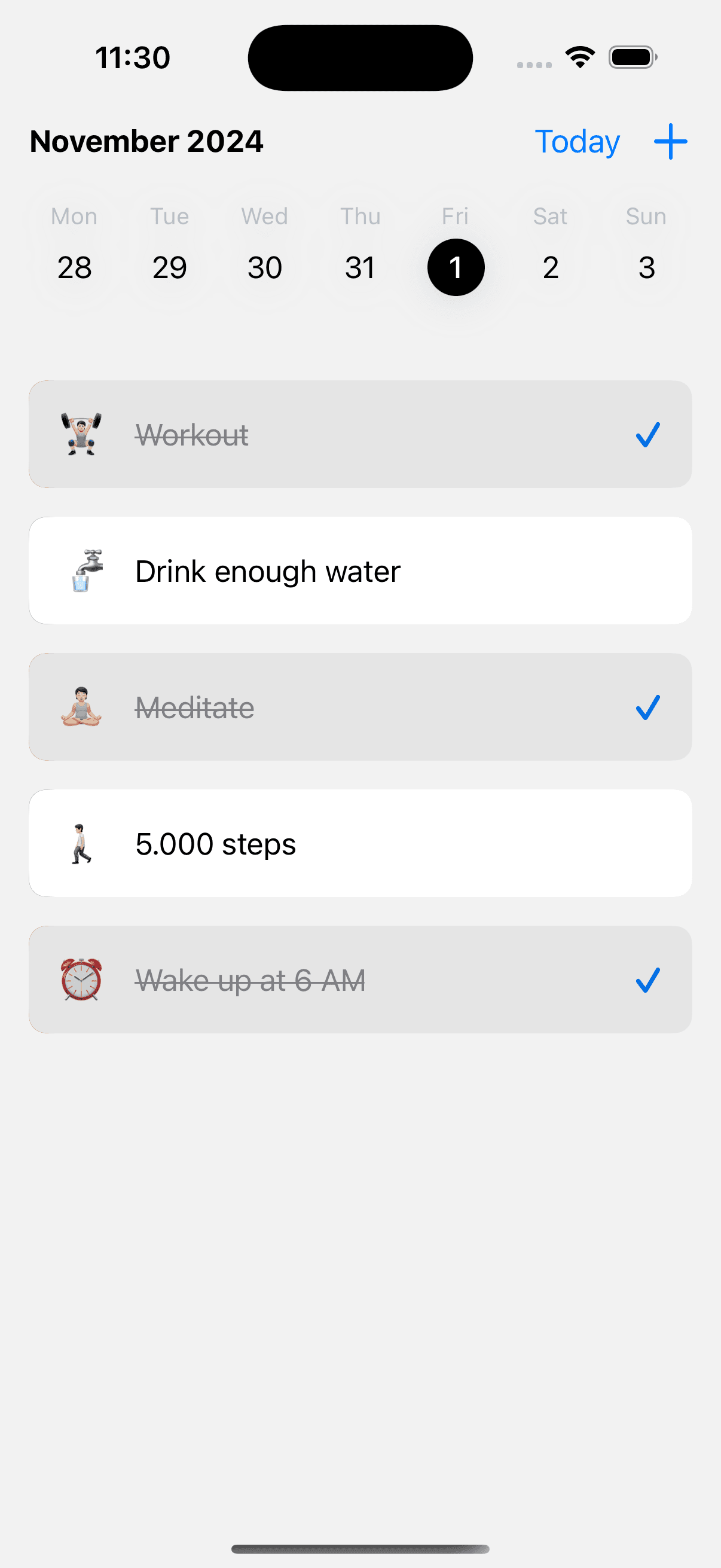 Just Habits app on iPhone